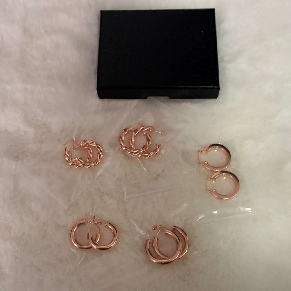 Elegant Rose Gold Hoop Earring Set